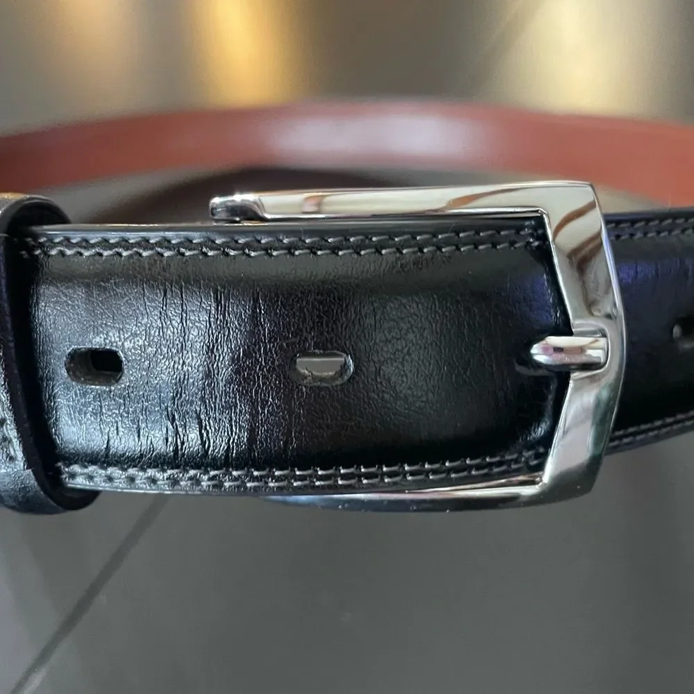 Stafford Essentials Black Genuine Leather Dress Belt - Men's Size 42/105